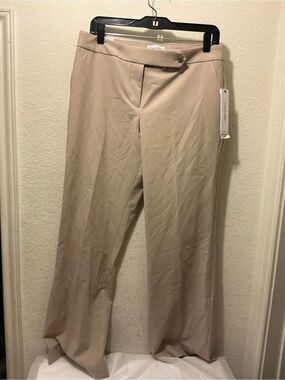 NWT Calvin Klein Women's Light Beige Wide-Leg Trousers 10P $89